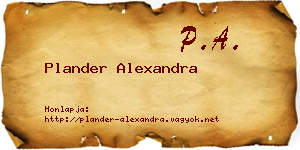 Plander Alexandra névjegykártya
